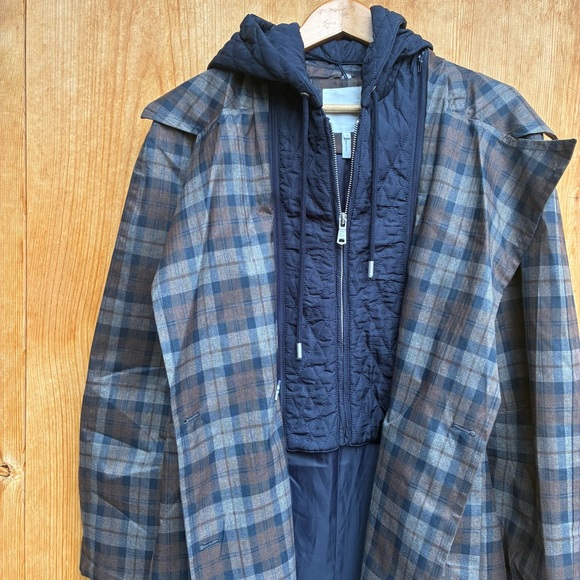 Avec Les Filles NWOT Plaid Trenchcoat Sz Large - Picture 7 of 11